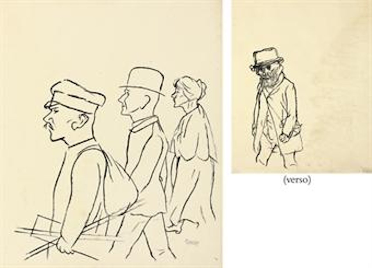 Strassenszene, Berlin (recto); Landstreicher (verso) by George Grosz