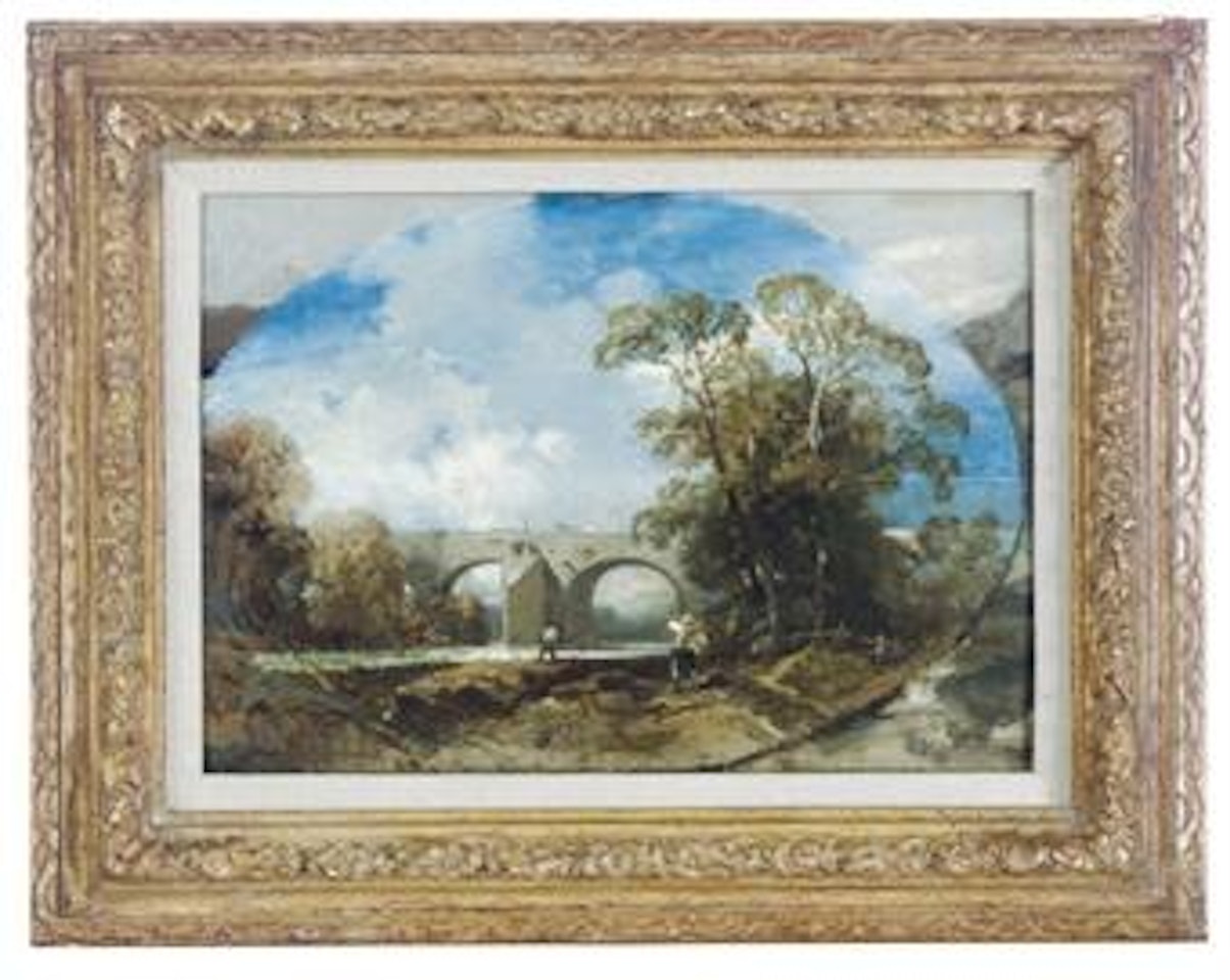 Fisherman by a bridge by Charles Hoguet
