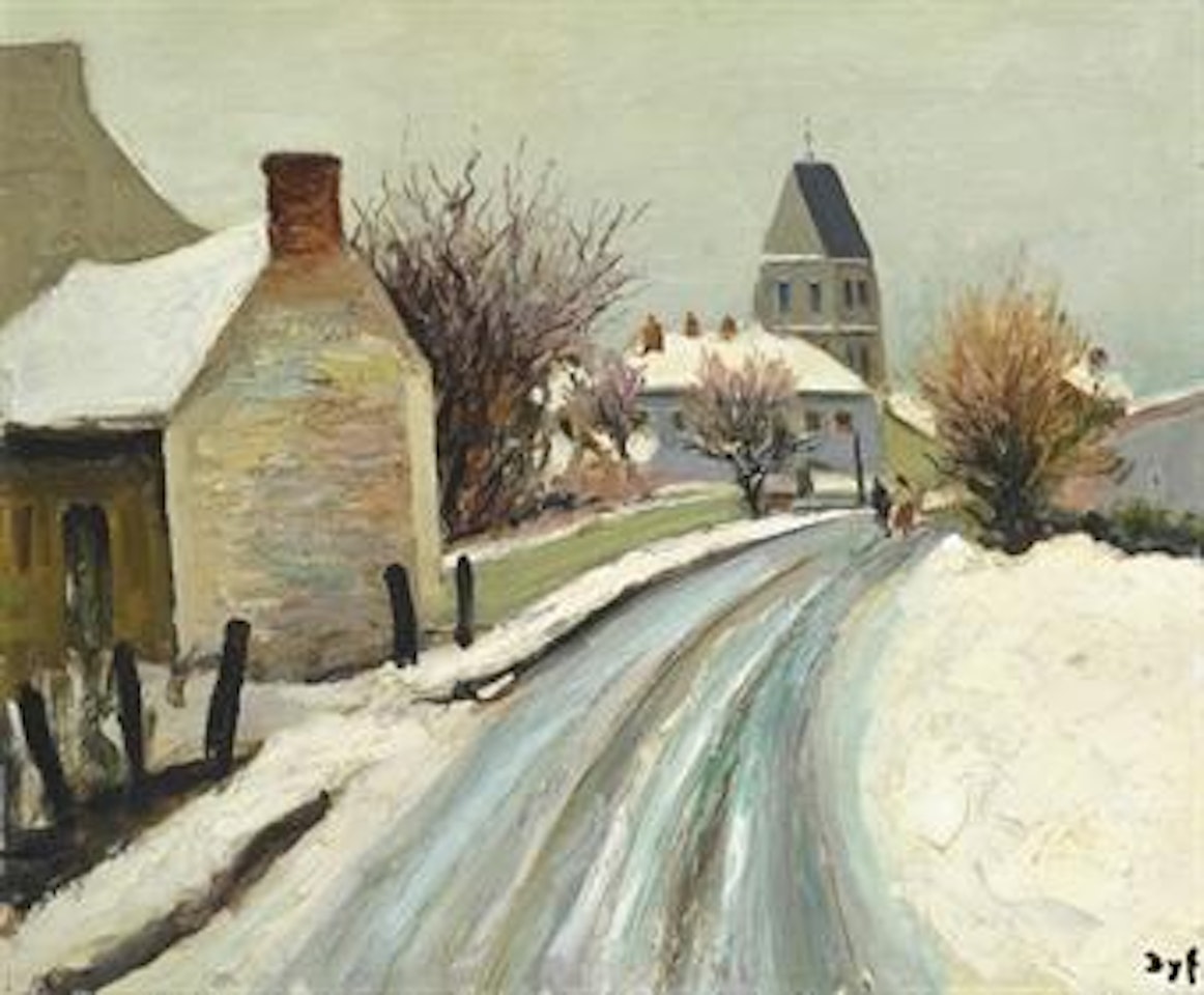 La rue Perdreau Bois d'Arcy, en Hiver by Marcel Dyf