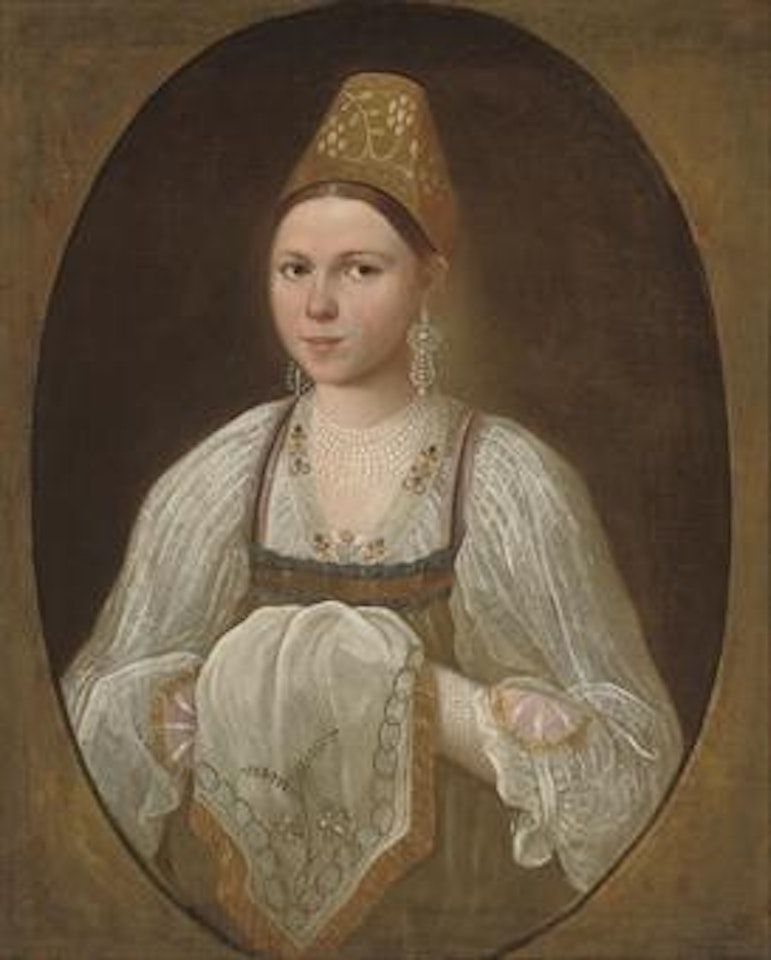 Portrait of a young woman in traditional Russian costume by Ivan Petrovich Argunov