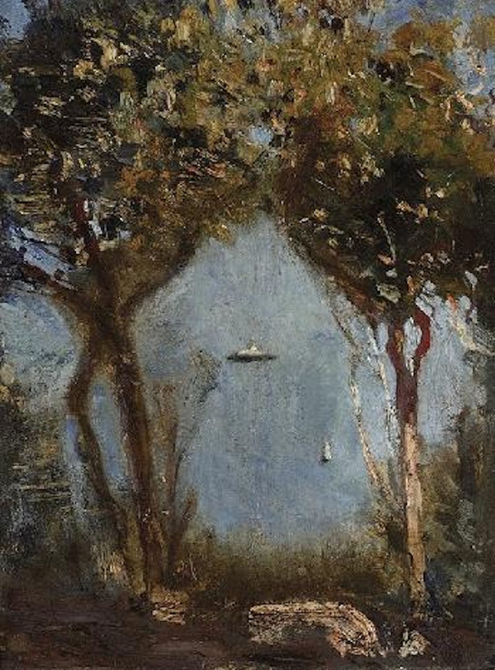 A glimpse of Sydney Harbour through the trees by Arthur Ernest Streeton