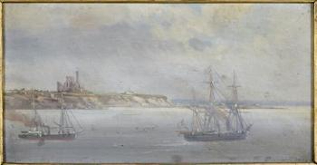 Le Marquis de Chasseloup Laubat aborde 'La Reine Hortense' et entre a Brest par le passage du four le 19 aout 1865 by Jean Baptiste Henri Durand-Brager
