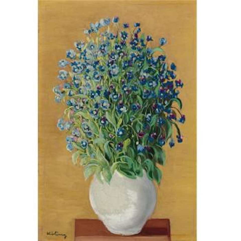 Fleurs bleues un vase by Moïse Kisling