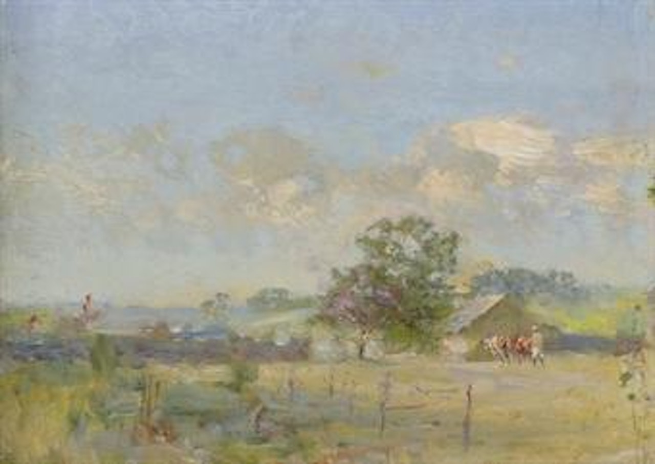 A summer landscape with cows by Ivan Pavlovitch Pochitonov