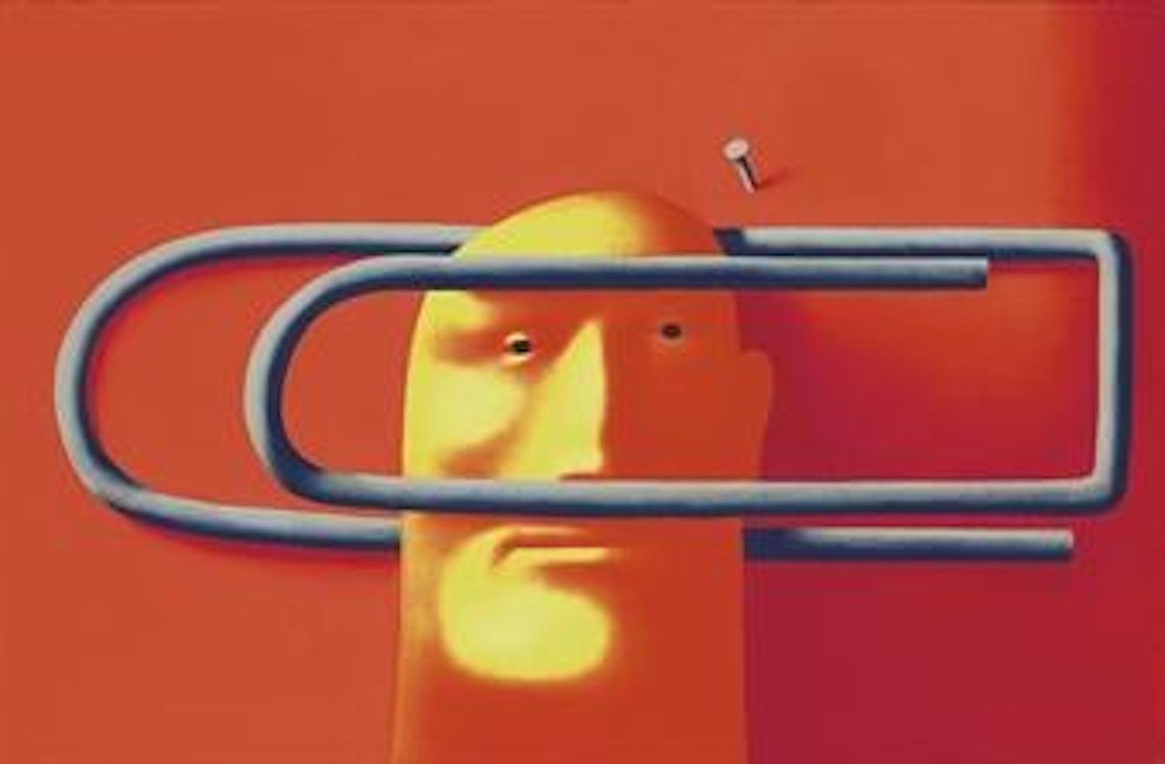 Head in paper clip by Oleg Tselkov