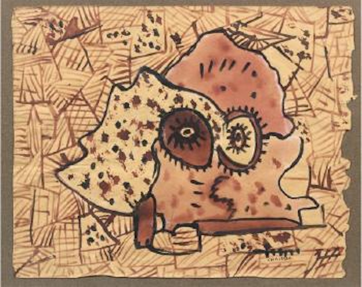 Portrait aux yeux ecarquilles by Gaston Chaissac