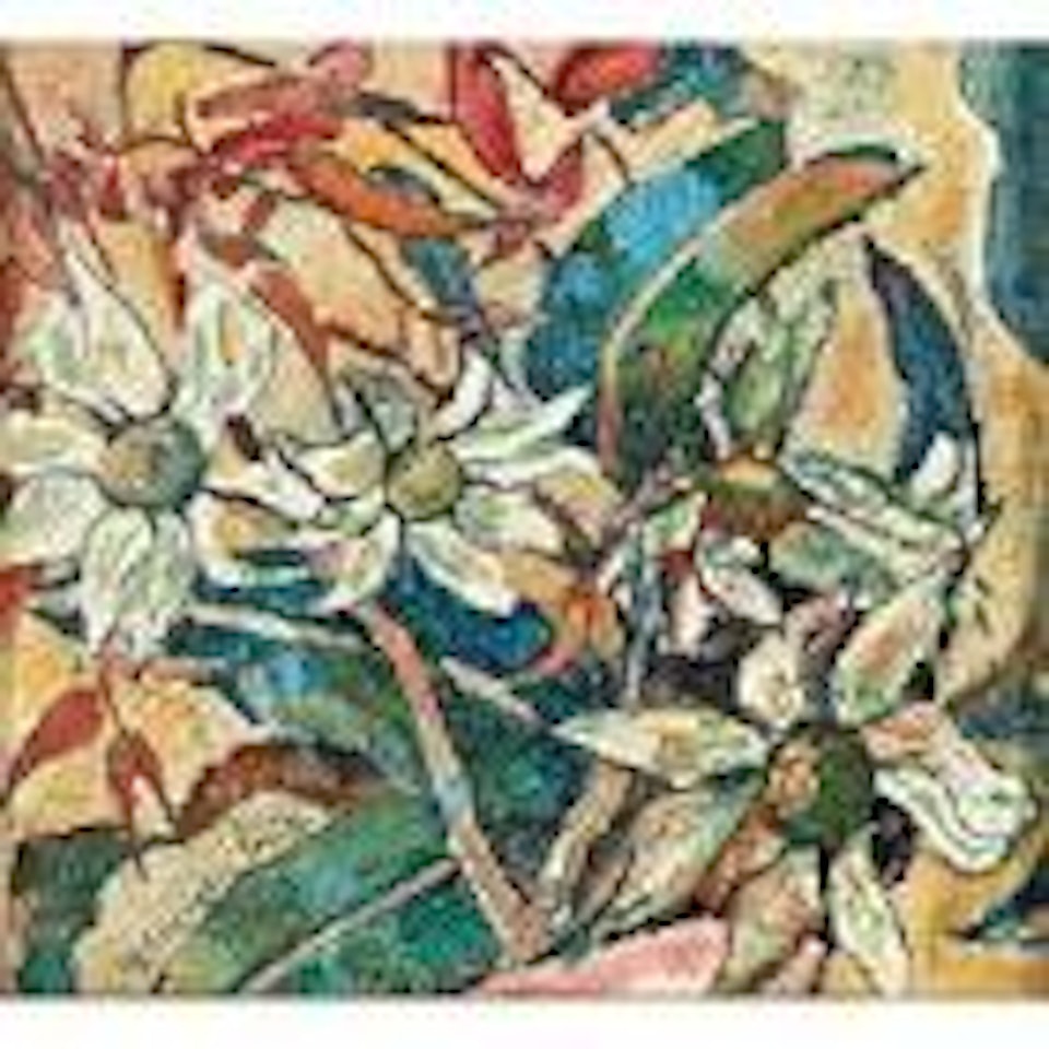 Flanel flowers and gum leaves by Grace Cossington Smith