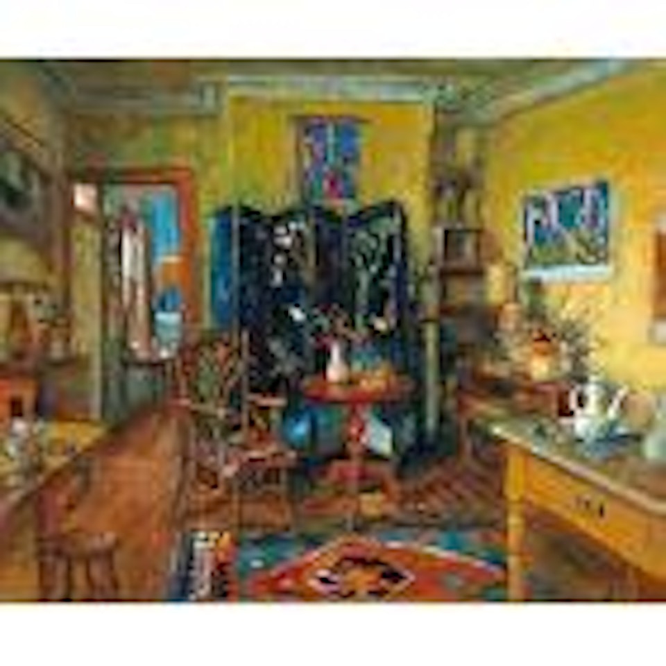 Afternoon (Chinese screen and yellow room) by Margaret Hannah Olley