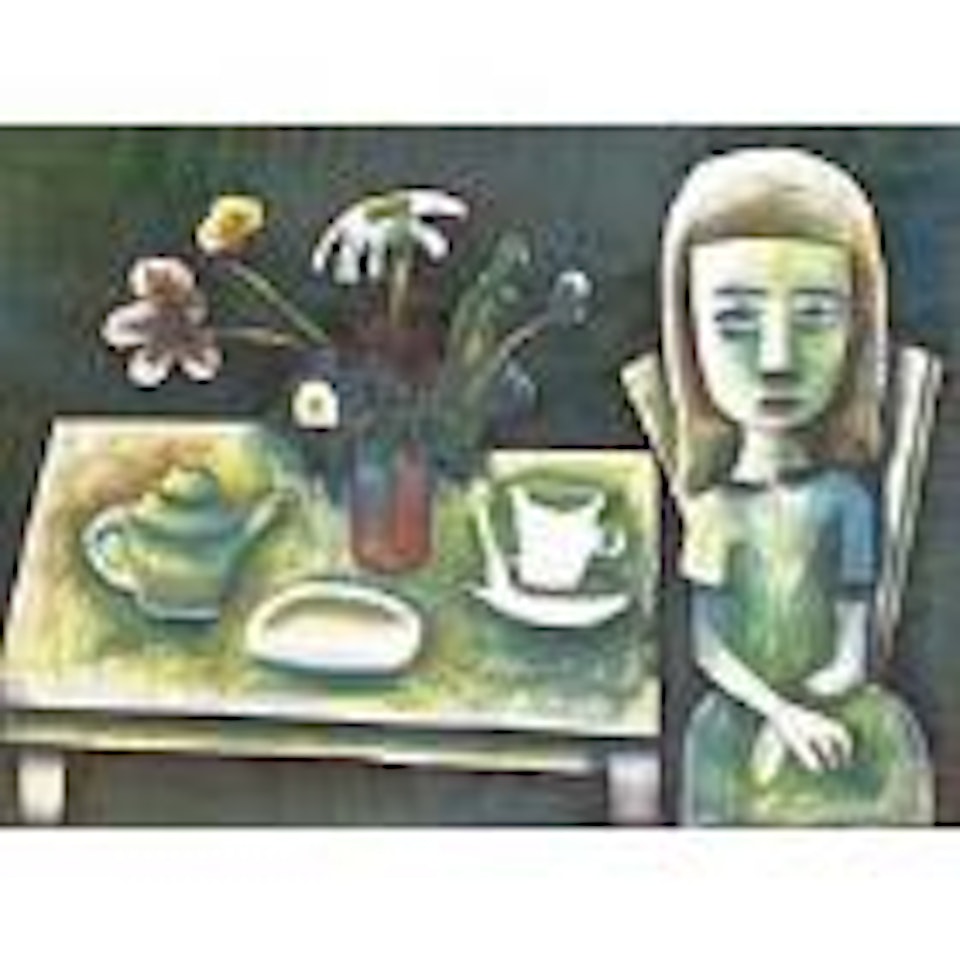 Girl at a table by Charles Blackman
