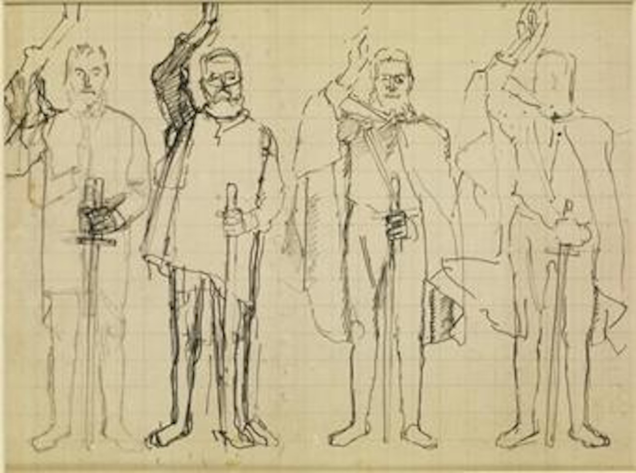 Vier Schwörende, Studie zu 'Rütlischwur' by Ferdinand Hodler