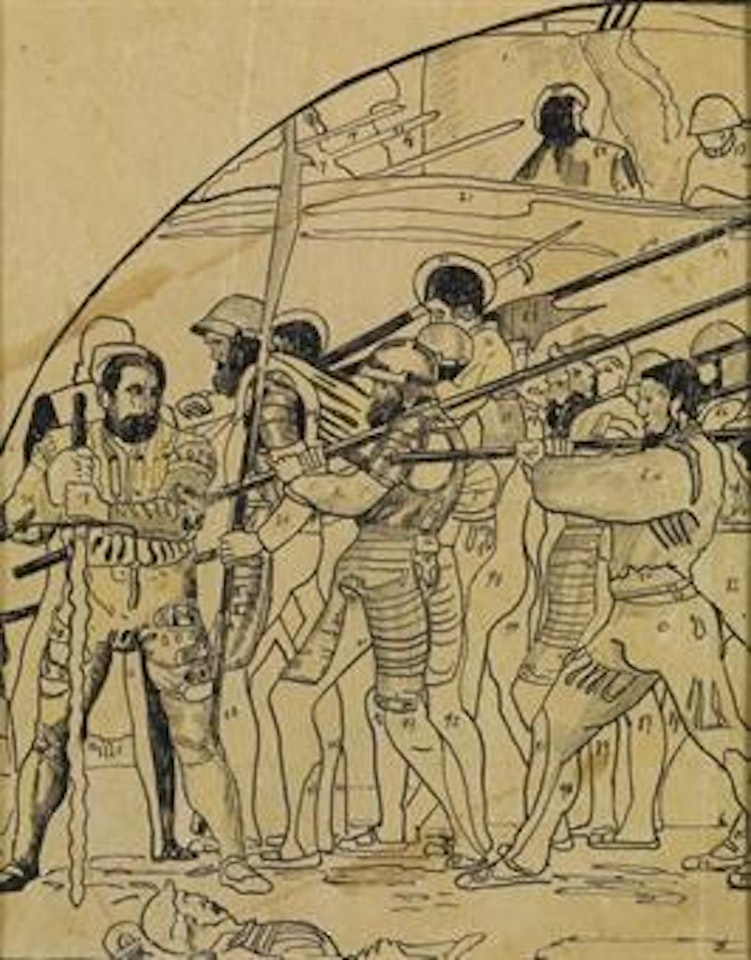 Rückzug von Marignano, Studie zu Karton III by Ferdinand Hodler