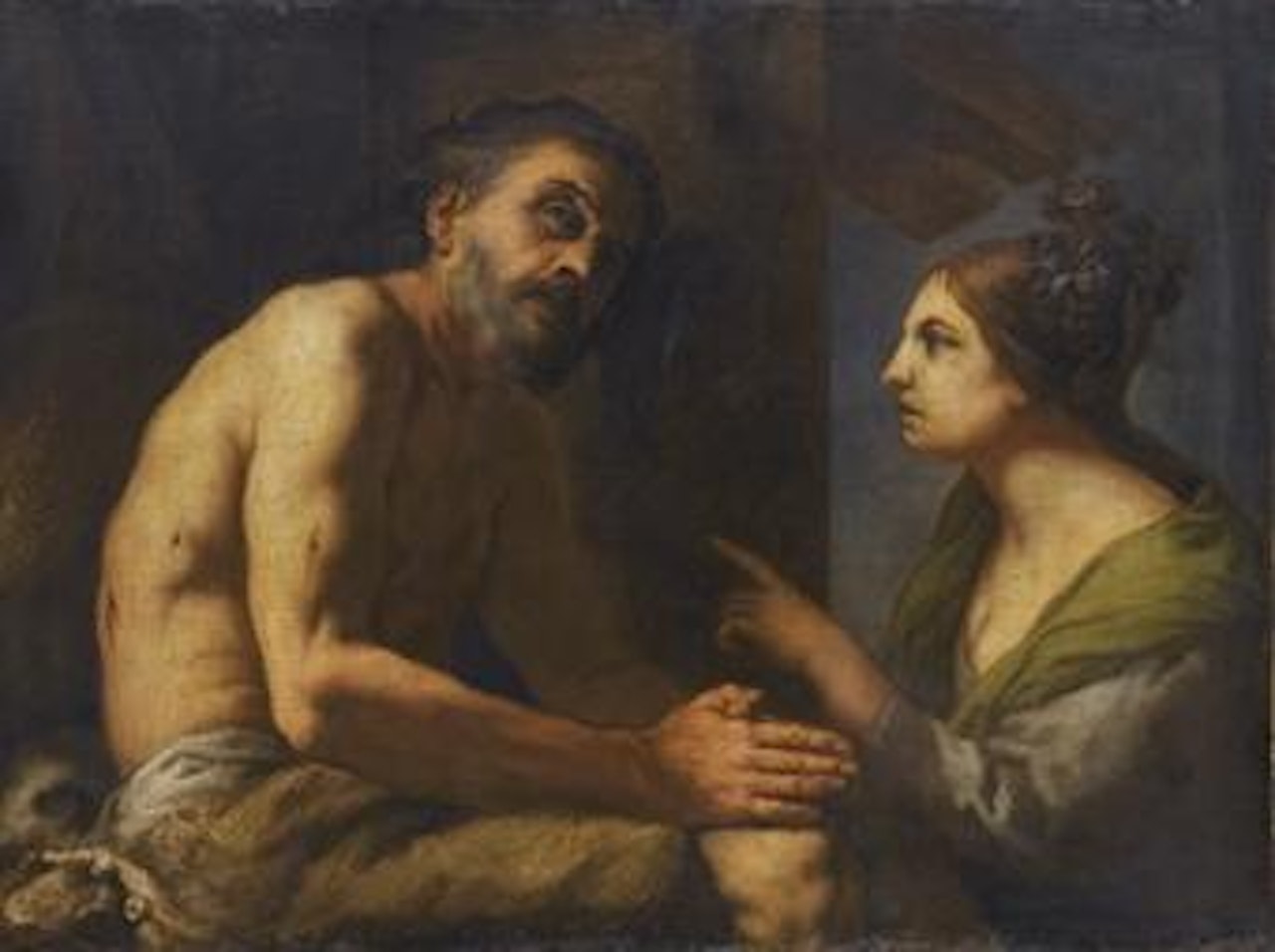 Giobbe rimproverato dalla moglie by Antonio Zanchi