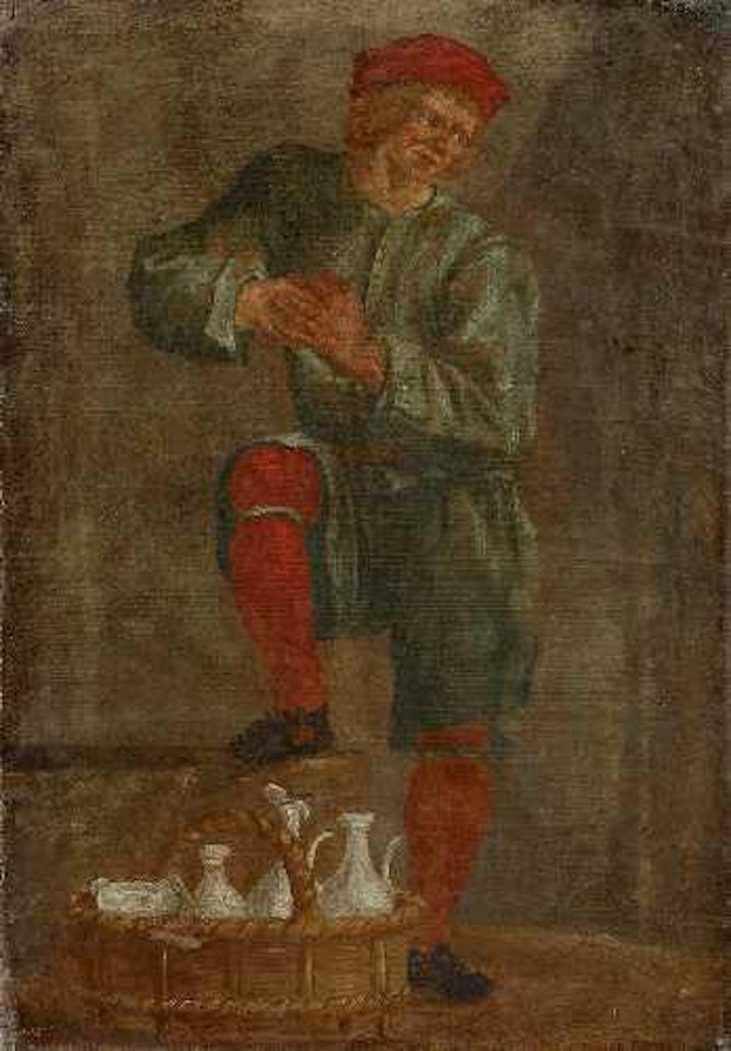 Diener mit einem Strohkorb und Gefassen by Italian School