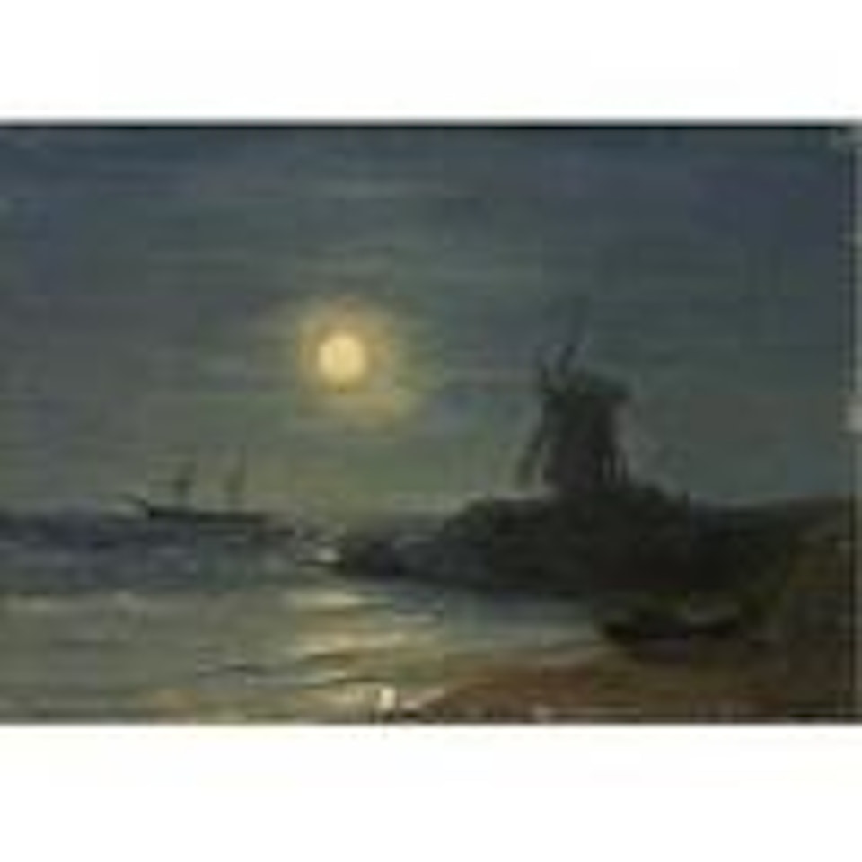 Windmill in the moonlight by Ivan Konstantinovich Aivazovsky