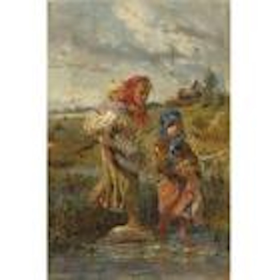 Children crossing a brook by Konstantin Makovsky