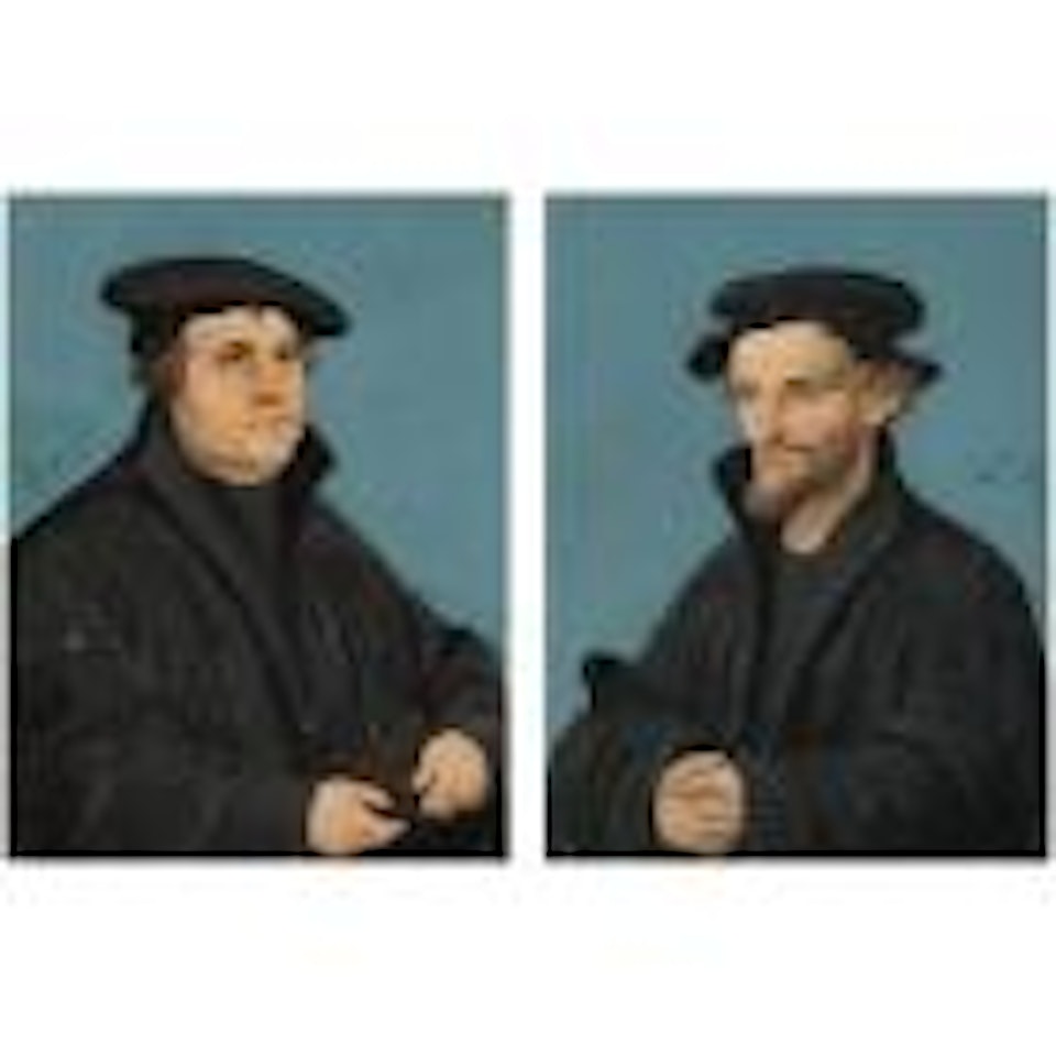 Portrait of Martin Luther (1483-1546), half length. Portrait of Philip Melanchthon (1497-1560), half length by Lucas Cranach the Elder