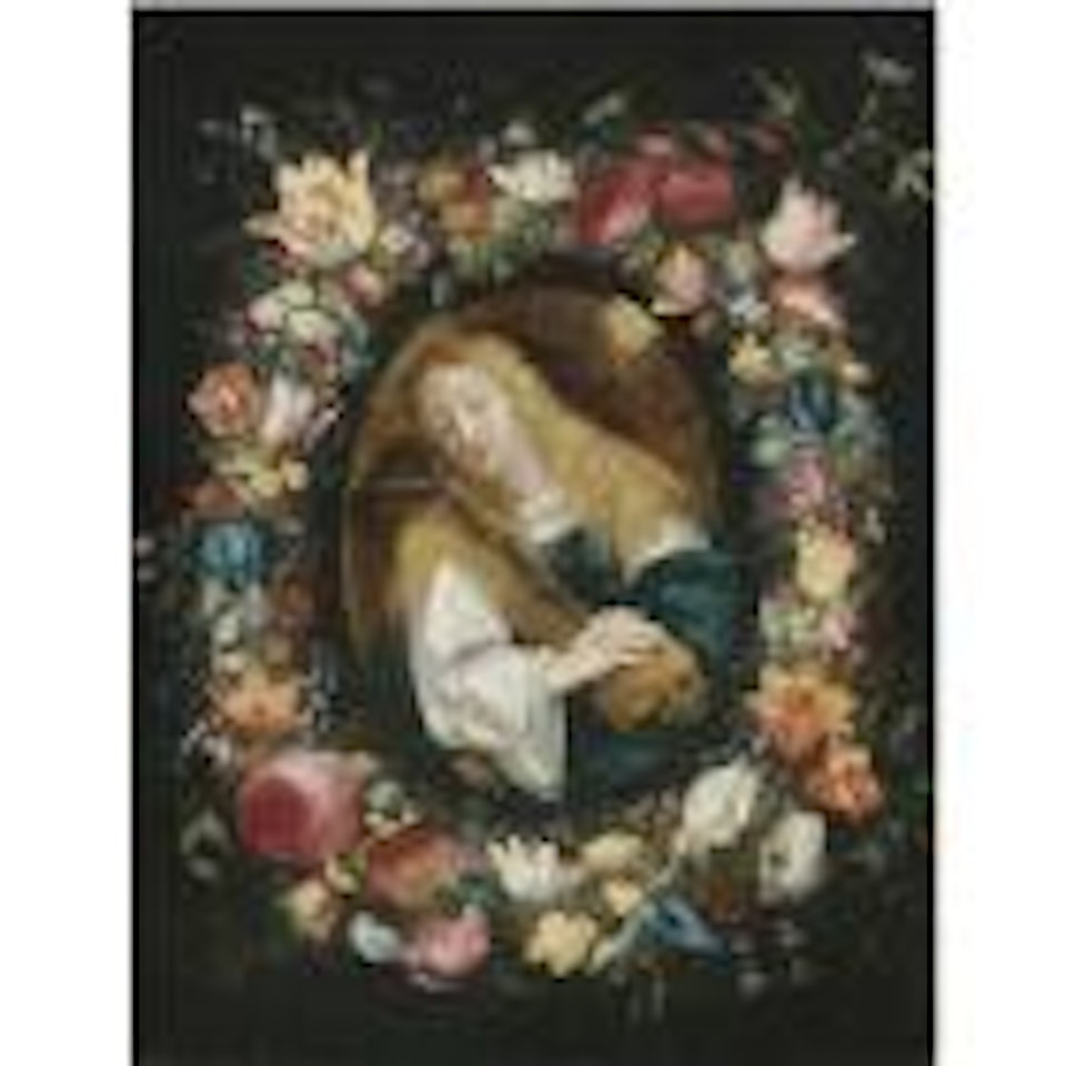 The penitent Magdalen surrounded by a garland of flowers by Frans Francken II