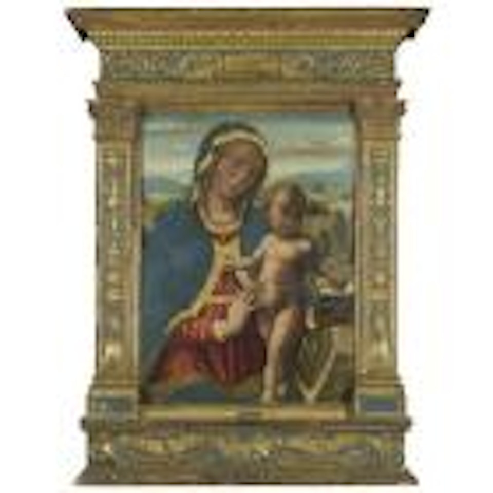 The Madonna and child reading in a landscape by Bernardino Fungai
