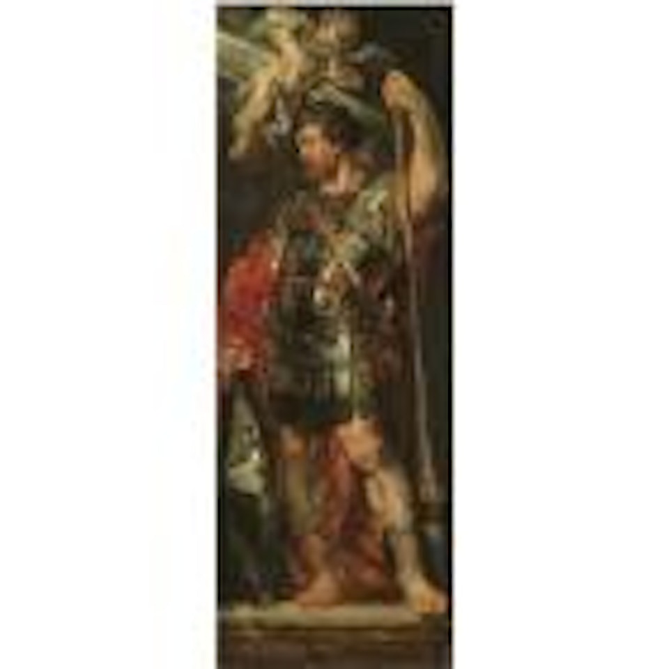 Study of a Roman hero or martyr holding a lance, possibly Longinus by Peter Paul Rubens