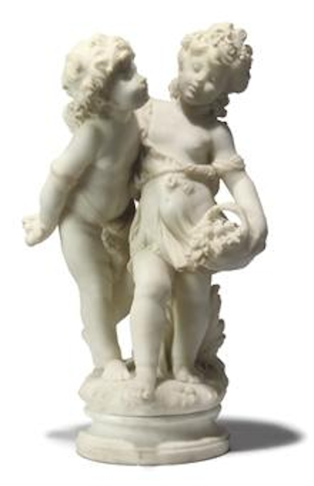 A French Group Of Two Children by Mathurin Moreau