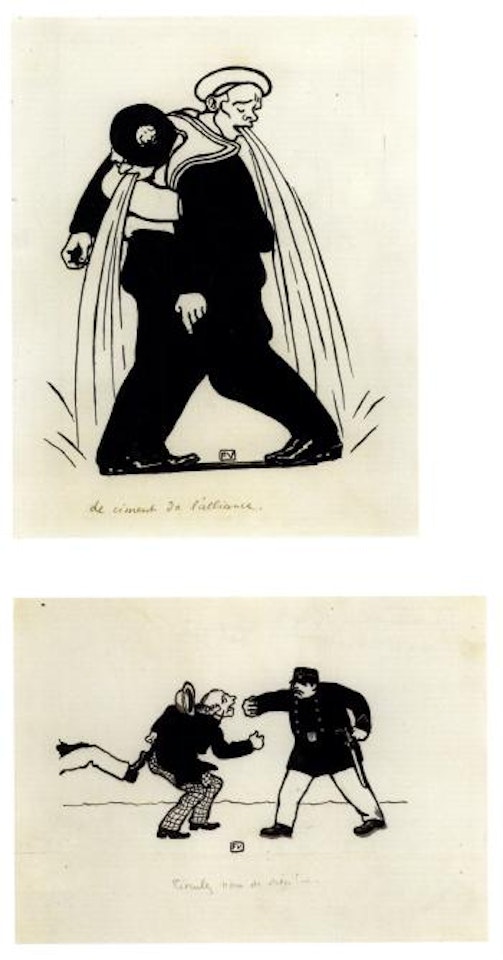 Le ciment de l'alliance (I) Le canard sauvage, 2 juin 1903. Circulez, nom de dieu! (II) Le canard sauvage, 23 mai 1903 by Félix Vallotton