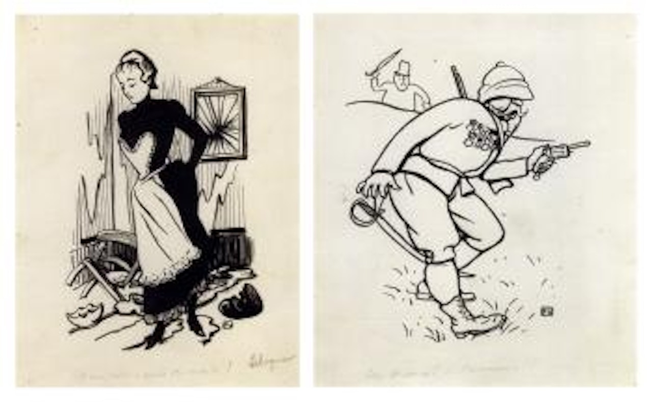 Marianne et nous allons avoir du monde! (I) Couverture du Cri de Paris, 26 novembre 1899. Au secour! A l'assassin! (II) Couverture du Cri de Paris, 12 novembre 1899 by Félix Vallotton