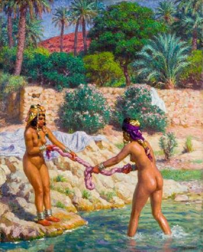 Jeunes filles essorant leur linge by Etienne Alphonse Dinet