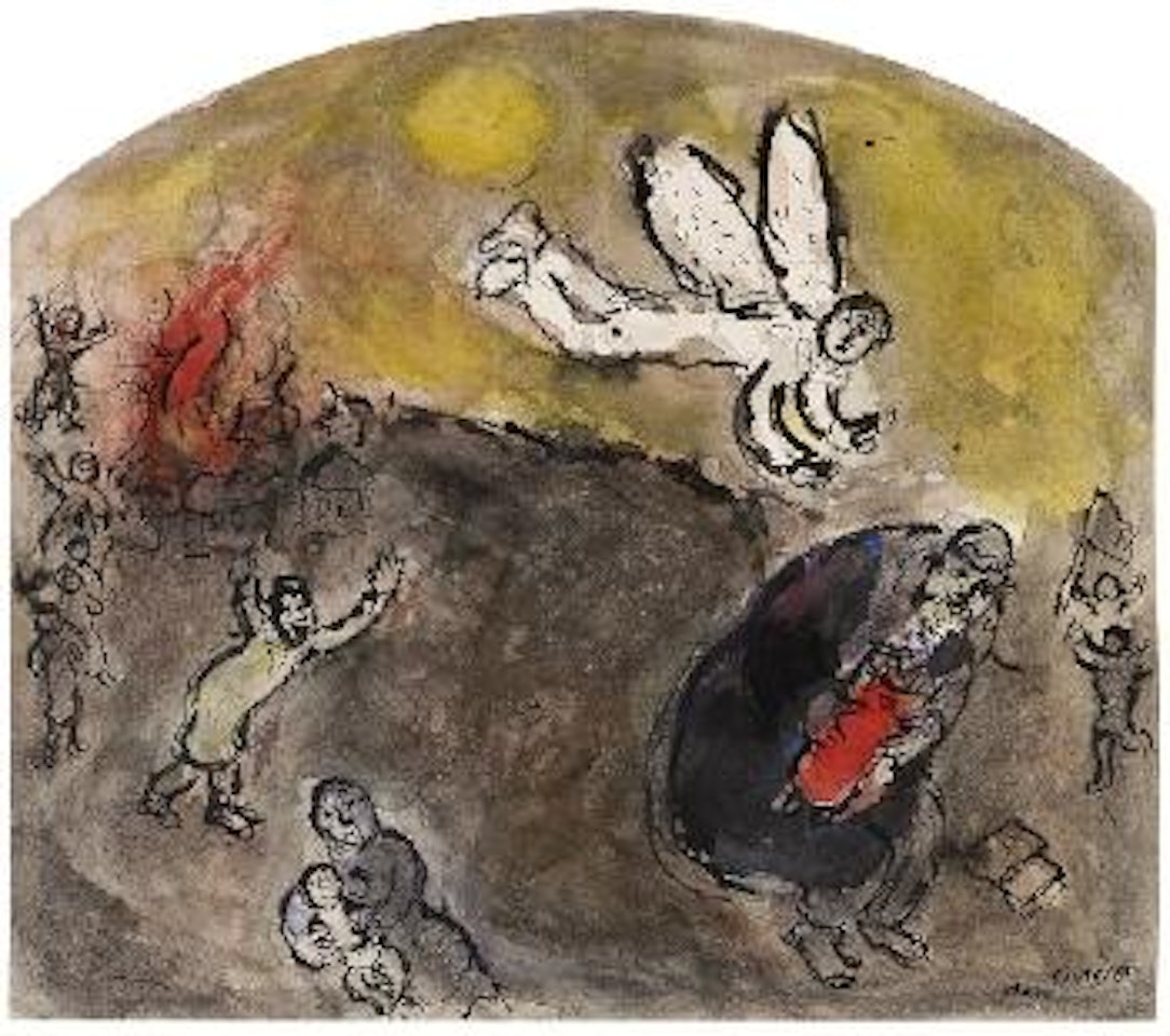 En fuite avec la thora by Marc Chagall