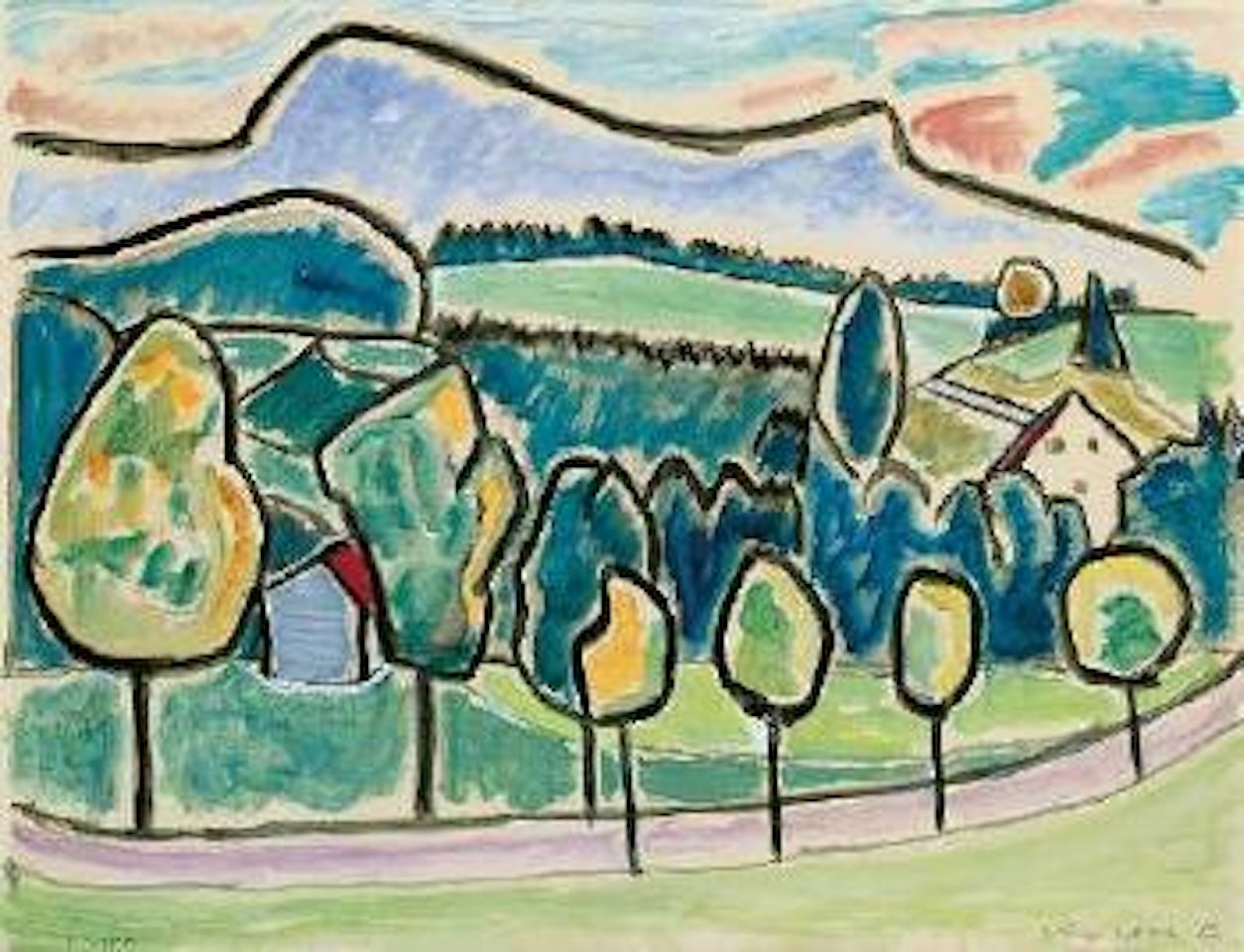 Landschaft mit blauem Berg by Gabriele Münter