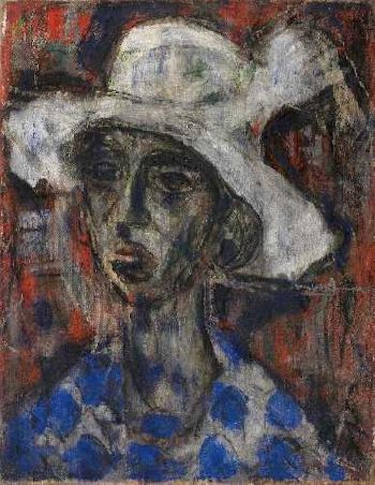 Frau mit grossem Hut by Christian Rohlfs