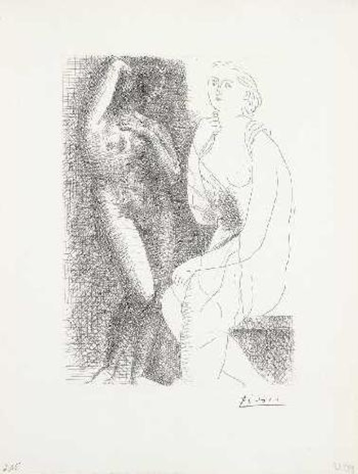 Femme nue devant une statue (Geiser/Baer 205 B/d; Bloch 139) by Pablo Picasso