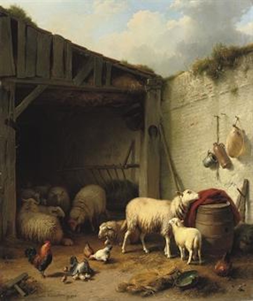 The barn in spring by Eugène Joseph Verboeckhoven