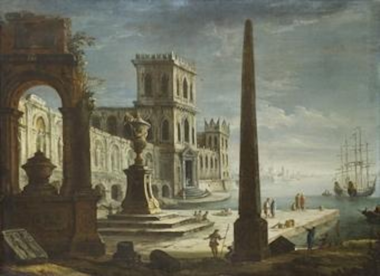Vue d'un port imaginaire by Giovanni Ghisolfi
