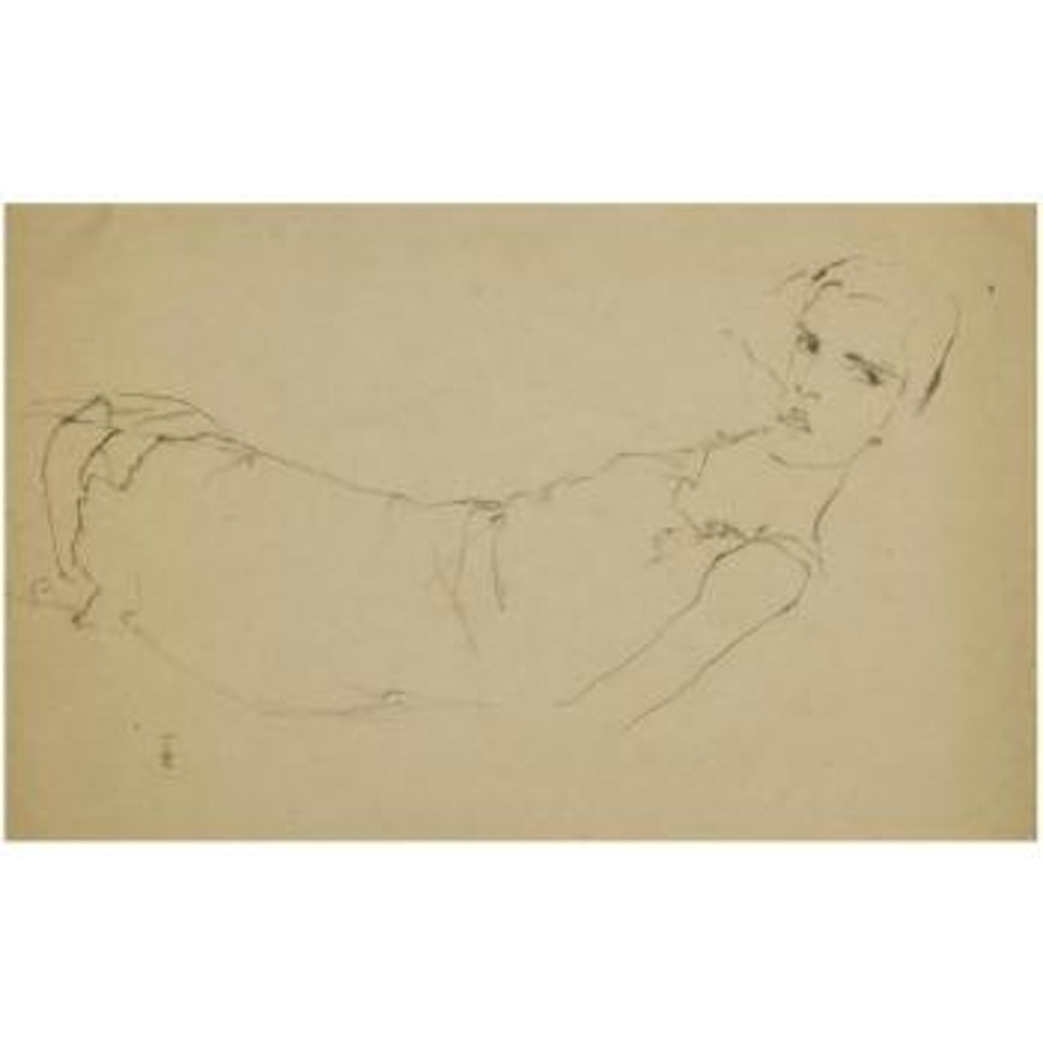 Auf Dem Rücken Liegendes Mädchen (Girl On Her Back) by Egon Schiele