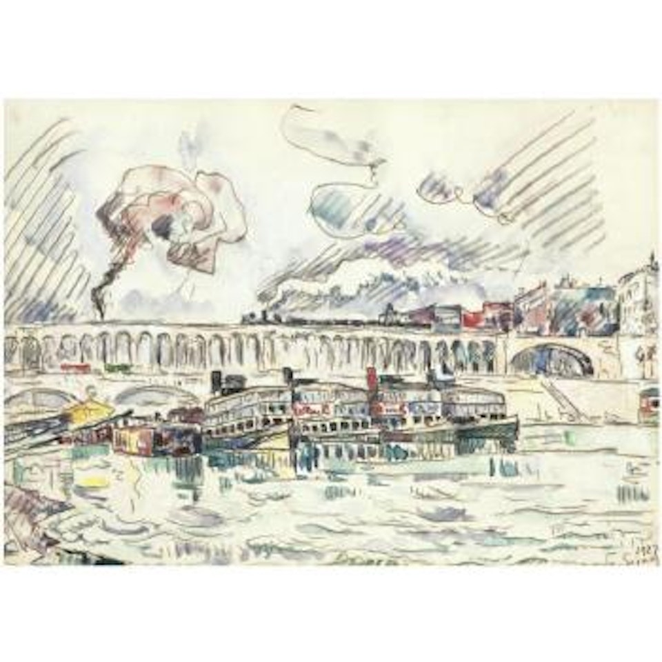 Viaduc Et Bateau Mouche À Auteuil by Paul Signac