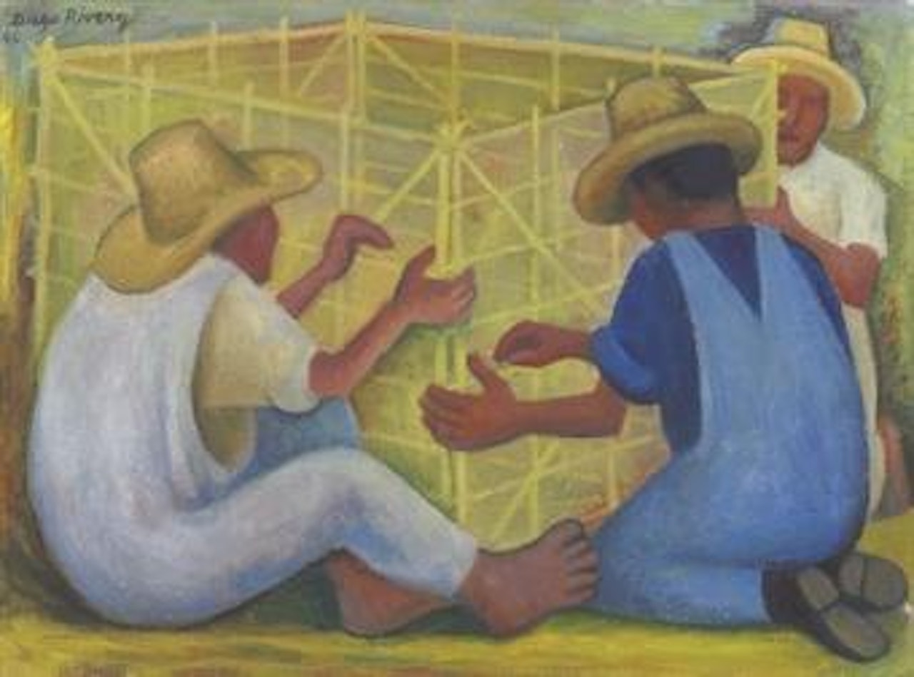 Tres hombres construyendo un huacal (also known as Tres hombres trabajando) by Diego Rivera