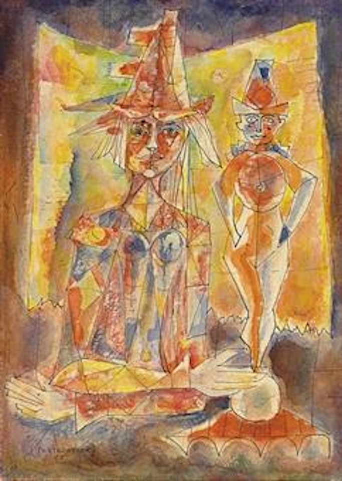 Two circus figures by René Portocarrero