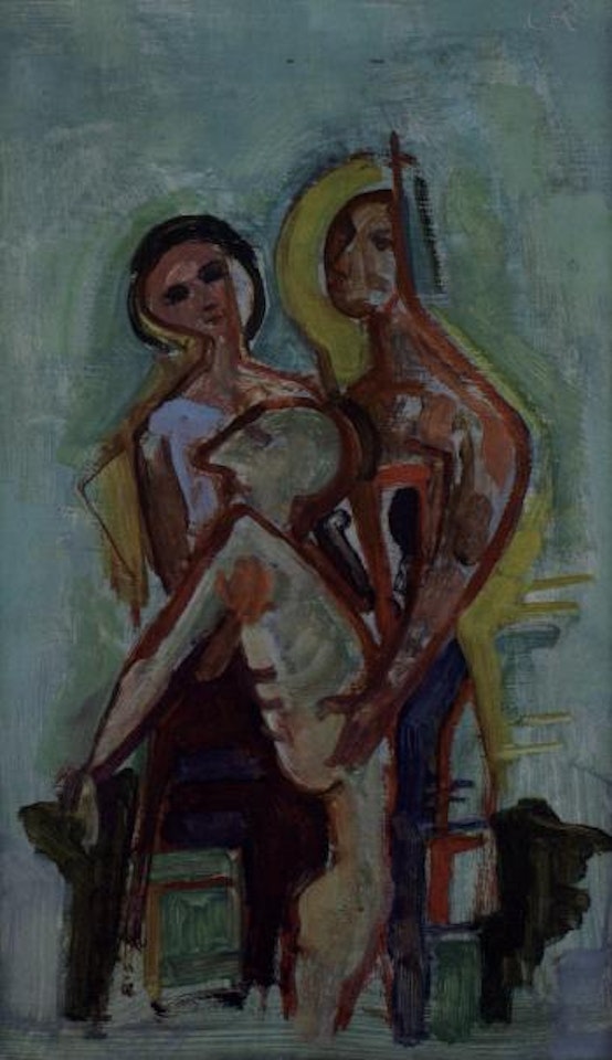 Le frere infirme (drei Figuren) by Karl Hofer