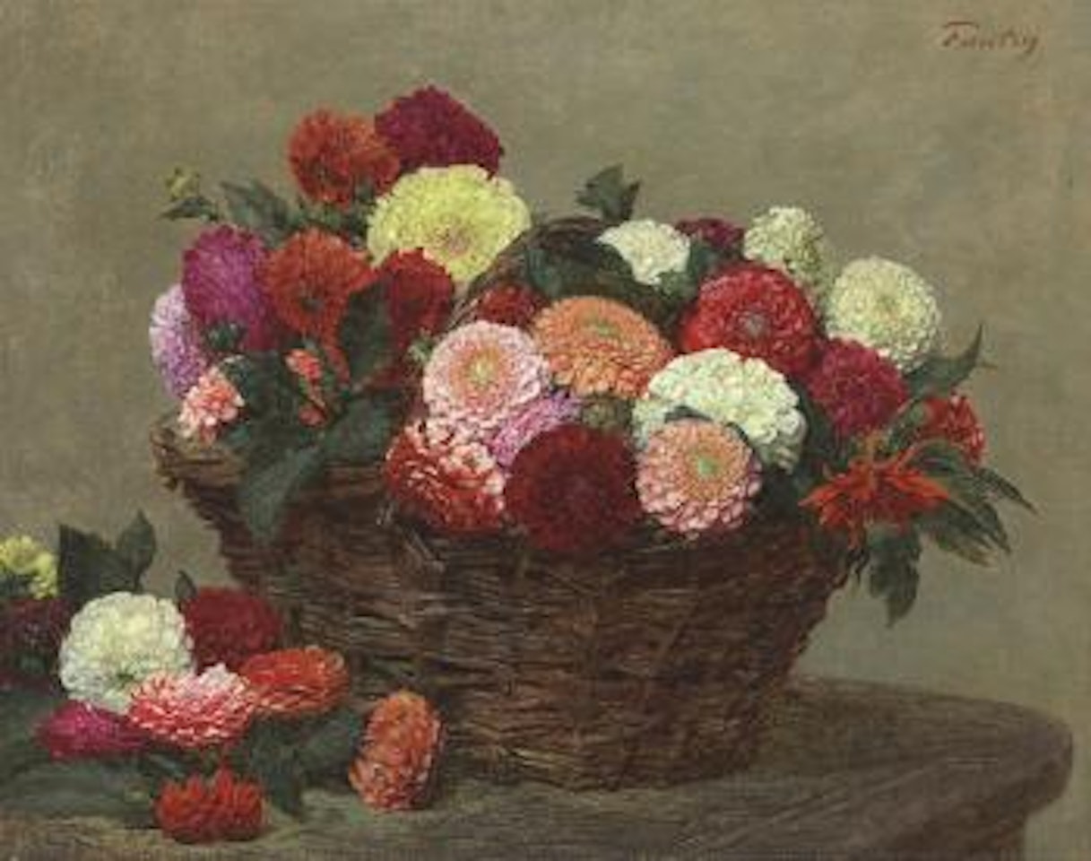 Panier de dahlias by Henri Fantin-Latour