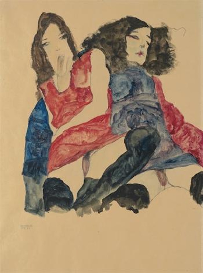 Zwei Mädchen by Egon Schiele