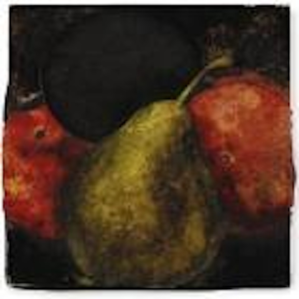 Two Nectarines, A Pear And An Egg by Donald Sultan
