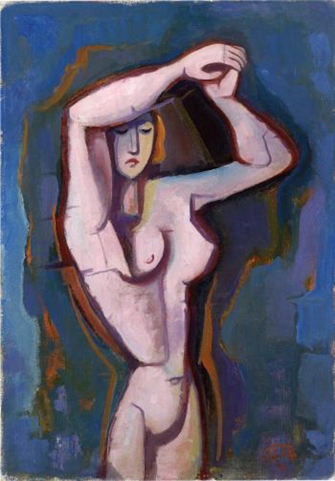Akt mit erhobenen Armen by Karl Hofer