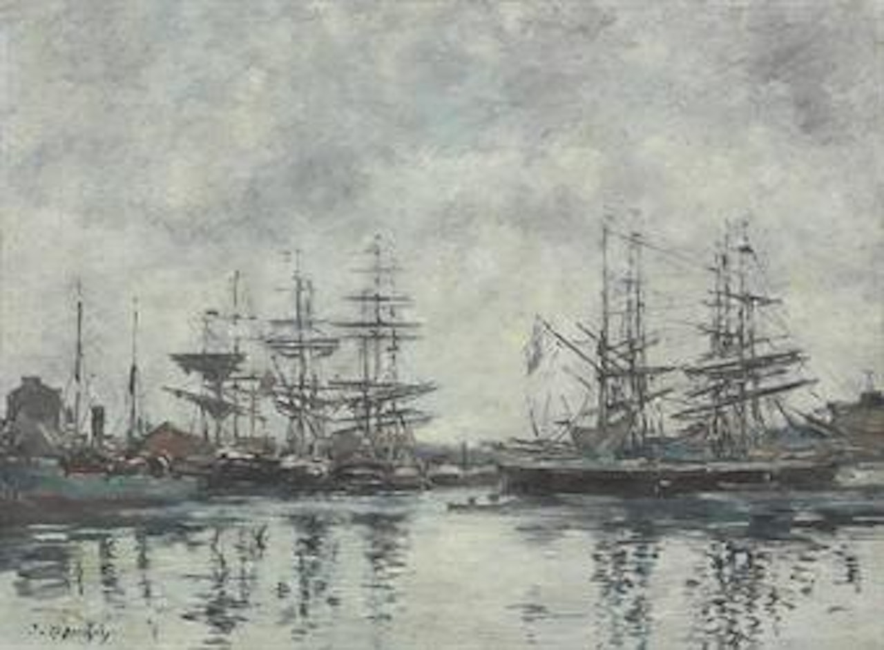Deauville, le bassin by Eugène Boudin