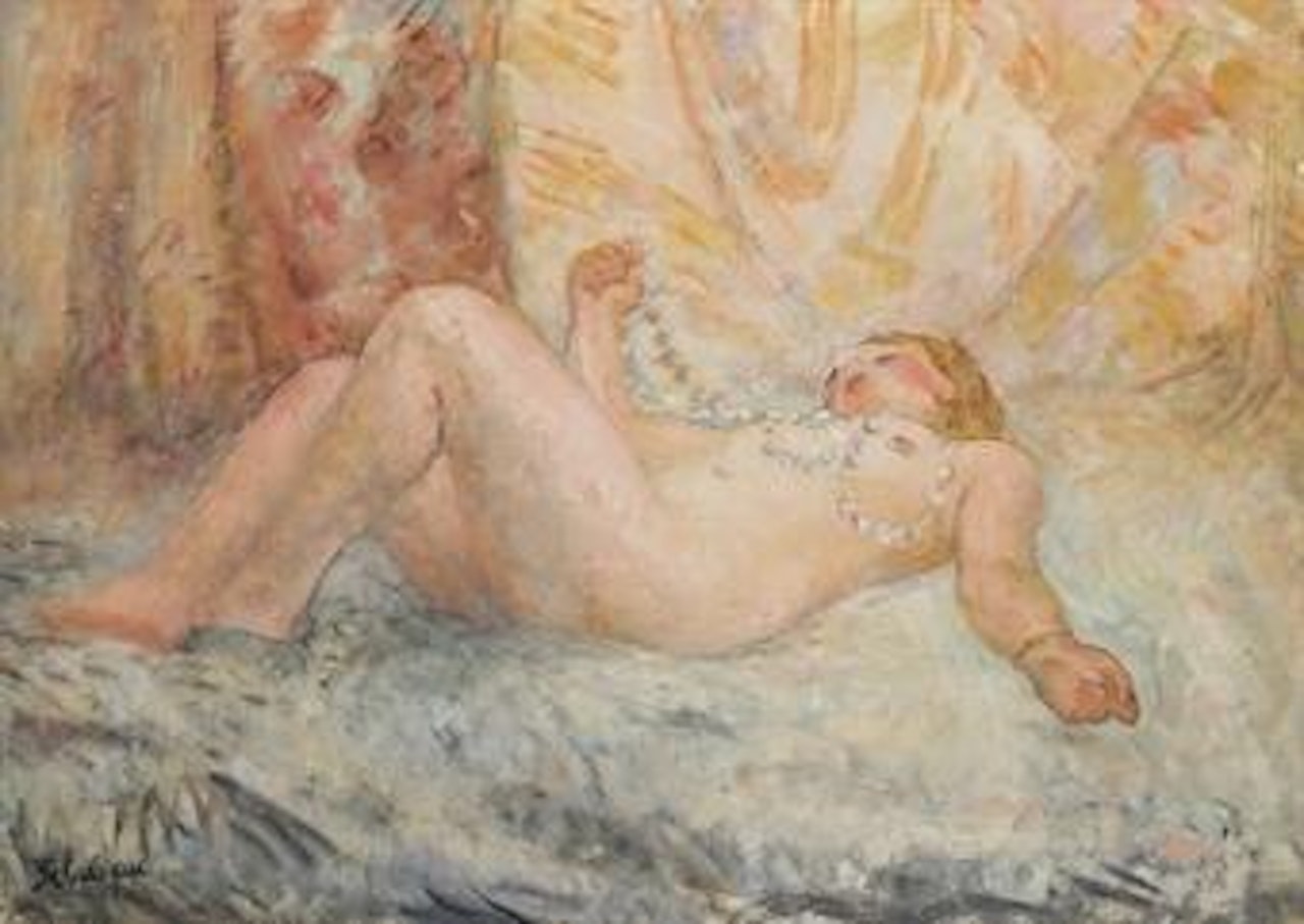 Nu allongé au collier de perles by Henri Lebasque