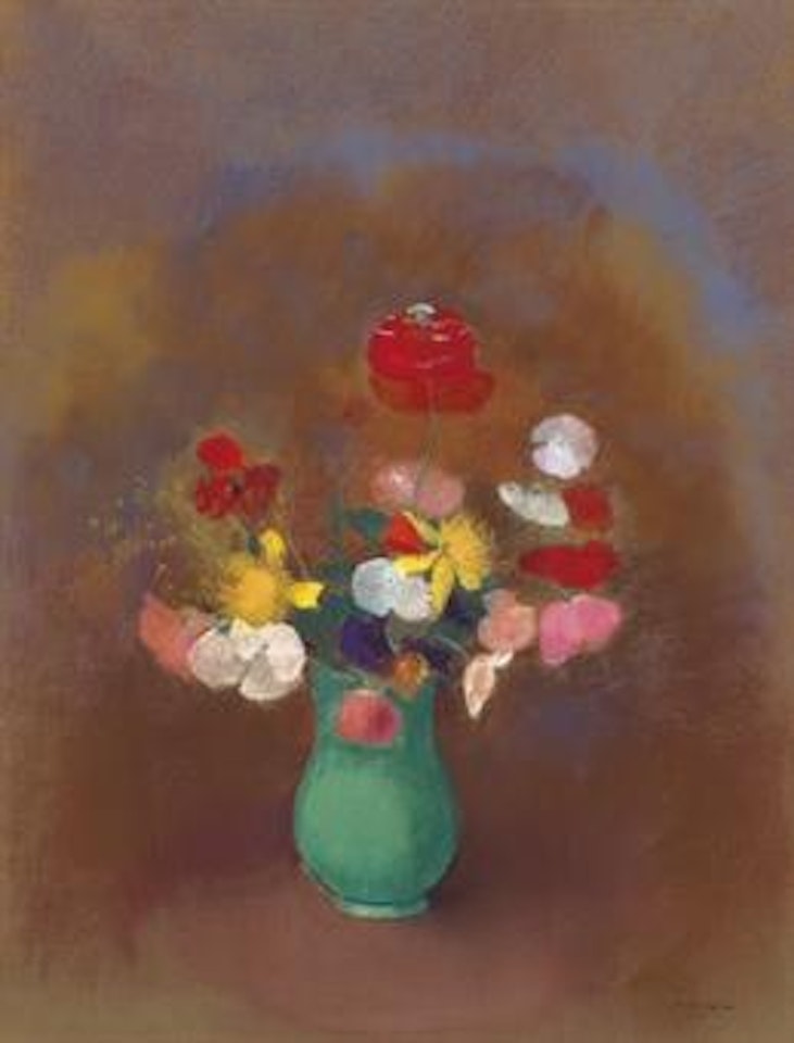Coquelicots dans un vase vert by Odilon Redon