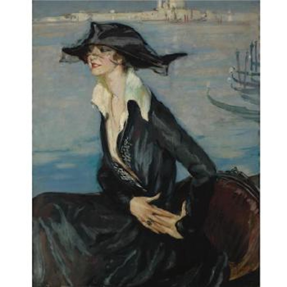 Femme En Noir À Venise by Jean Gabriel Domergue