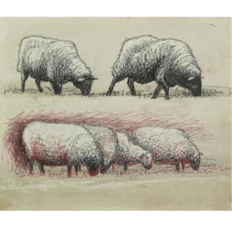 Sheep Grazing by Henry Moore