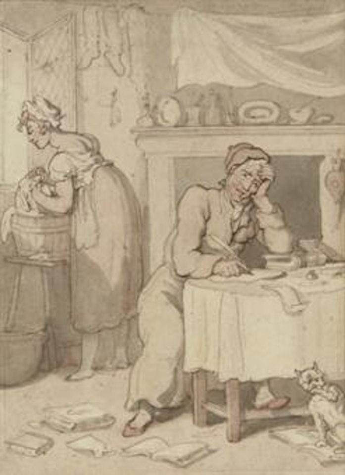 Doing the household accounts by Thomas Rowlandson