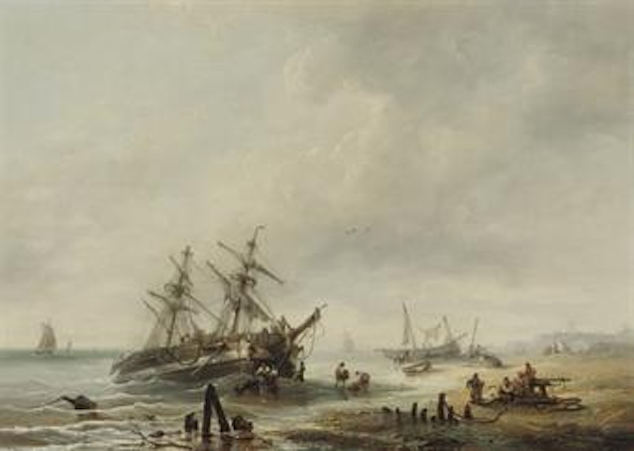 Unloading at low tide by François Etienne Musin