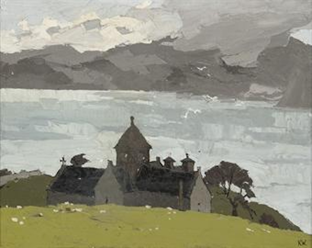 Penmon Priory, Anglesea (verso). Mountain landscape (recto) by Kyffin Williams